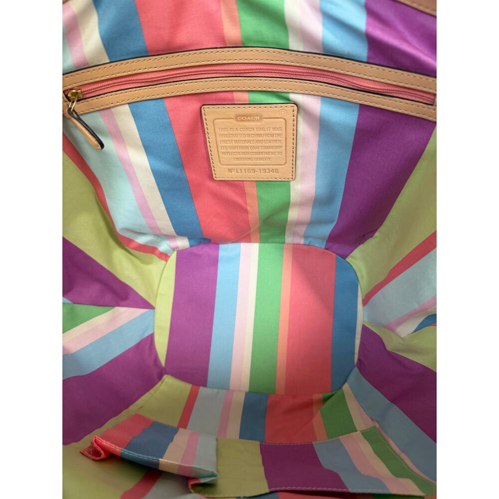 Coach Leather Hangtag Straw Basket Hamptons Weekend Tote Multicolor 70th Anniver - Picture 15 of 16